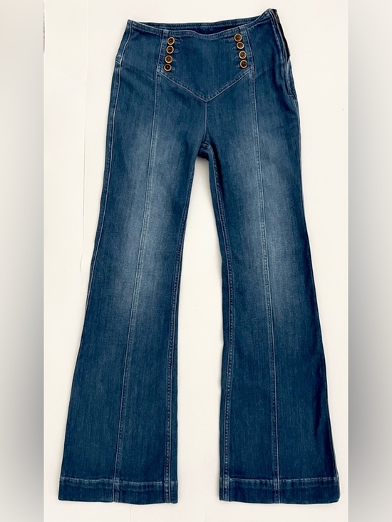 Denim - Anthropologie Pilcro & Letterpress High Rise Sailor Button Bell Flare Jeans 27
